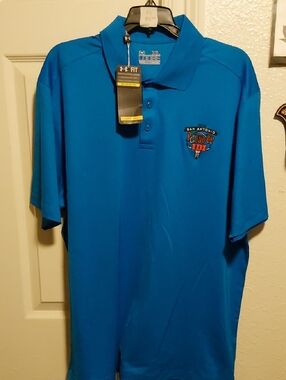 Under Armour Men’s Teal Blue Polo with San Antonio Roundup Logo